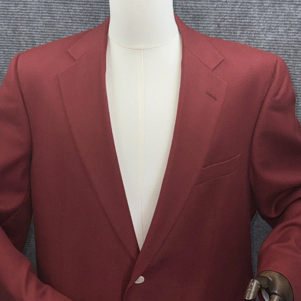 Tallia Uomo 100% Loro Piana & Italy Wool Burgundy Blazer Sport Jacket Size 46L
